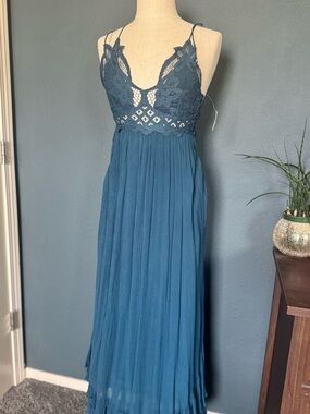 Free People Teal Lace Bodice Maxi Dress